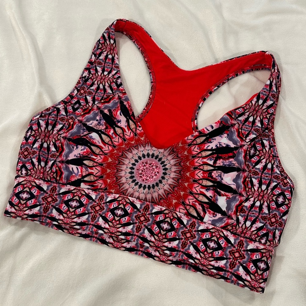 Wolven Red Pattern Sports Bra - Size L